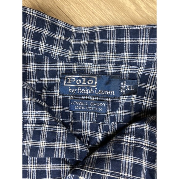 Ralph Lauren Button Down Shirt Blue Plaid Lowell Sport Cotton Men’s Size XL - Picture 3 of 7